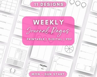 Journal Weekly Spread - Dot Grid - Bullet Planner - Templates - Printable