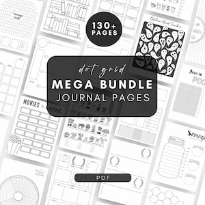 Bullet Planner Journal Pages  - Junk Journal Dotted - Printable Template Trackers - Weekly Monthly Bundle Collection Dot Grid Digital