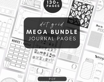 Bullet Planner Journal Pages  - Junk Journal Dotted - Printable Template Trackers - Weekly Monthly Bundle Collection Dot Grid Digital