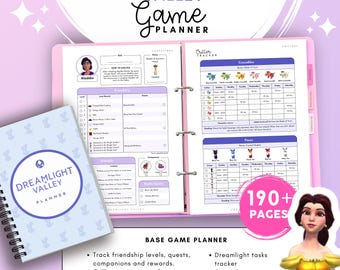 Dreamlight Valley Planner PDF | 190 Page Base Game Checklist Guide | Characters, Collections, Task, Building | Printable Gaming Organizer