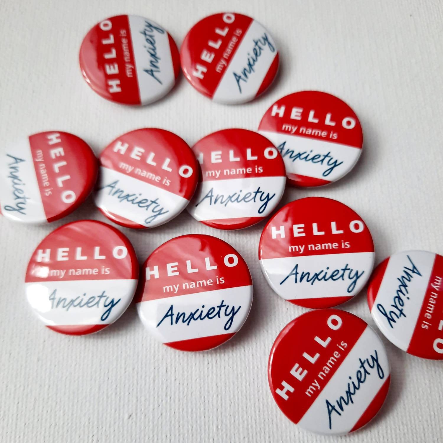 1 inch Buttons Mental Health Care Hello Anxiety