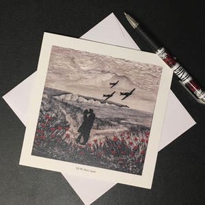 Cartão de felicitações da coleção The Remembrance de Jacqueline Hurley, arte em memória da Segunda Guerra Mundial, até nos encontrarmos novamente