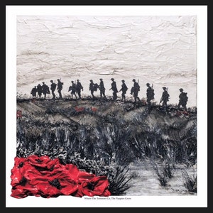 Donde van los soldados crecen las amapolas, por la artista del recuerdo Jacqueline Hurley ~ Impresión de bellas artes de la Primera Guerra Mundial