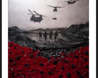 Remembered, By Day And By Night from the War Poppy Collection by remembrance artist Jacqueline Hurley. Professional quality fine art print