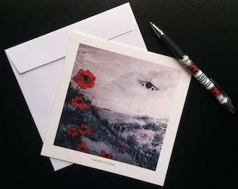 Greetings Card from The Remembrance Collection by Jacqueline Hurley Military Falklands Poppy "Calm Before The Storm"