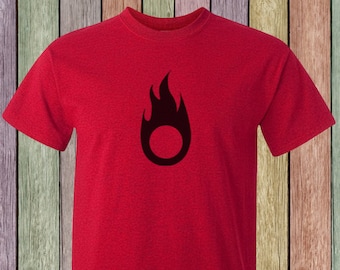 Anime or manga style fire symbol tshirt, in a range of colours, premium soft cotton ethical tee