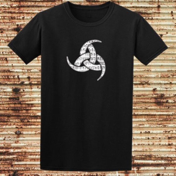 Reality Glitch Triple Horn Of Odin Long Sleeve T-Shirt For Men - Norse Mythology Graphic Tee - View #3