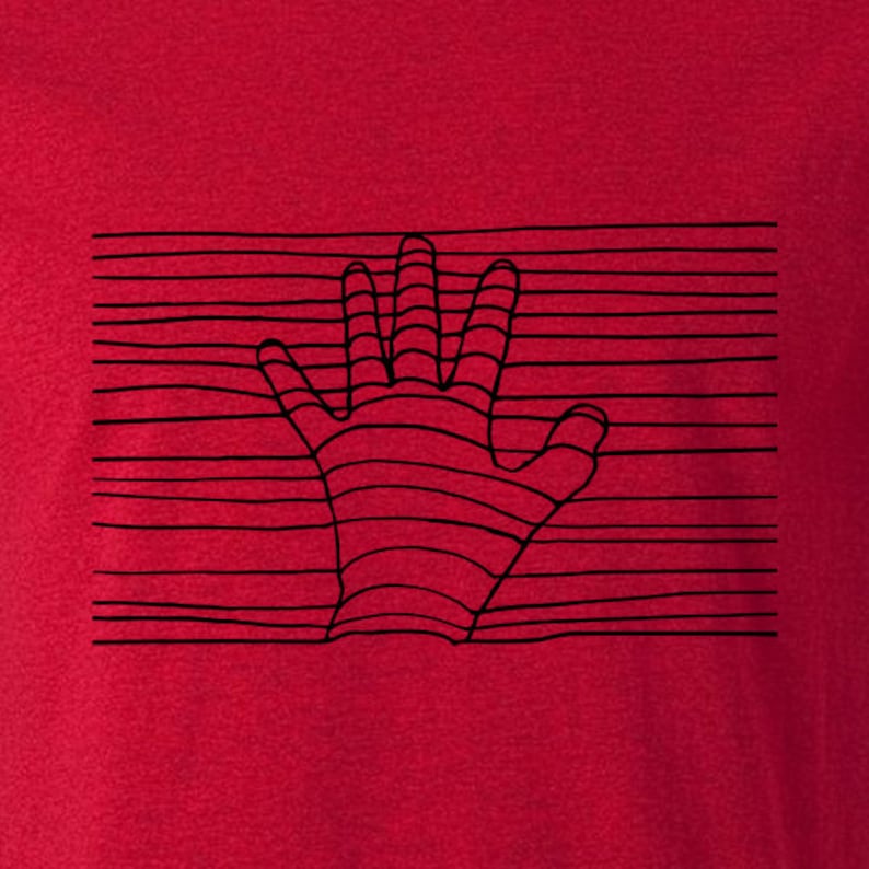 Red minimalist ghostly hand t shirt premium quality digital print
