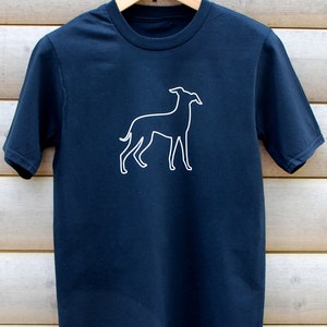 Whippet, Lurcher or Greyhound, line art dog t-shirt, several colours, soft ethical cotton, **use Code: MULTIBUY for 5% off 2 or more shirts!