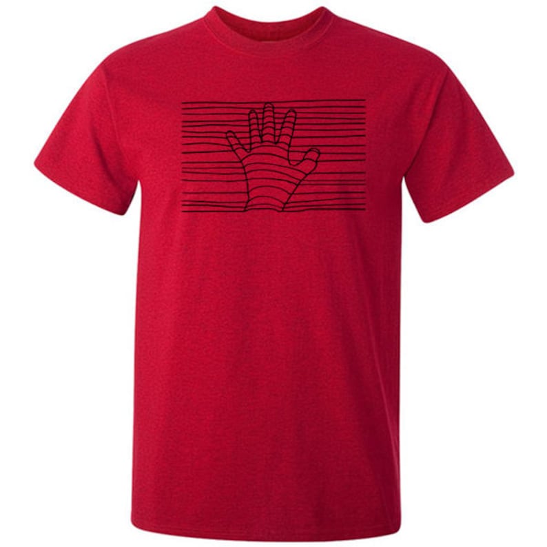 Red minimalist ghostly hand t shirt premium quality digital print