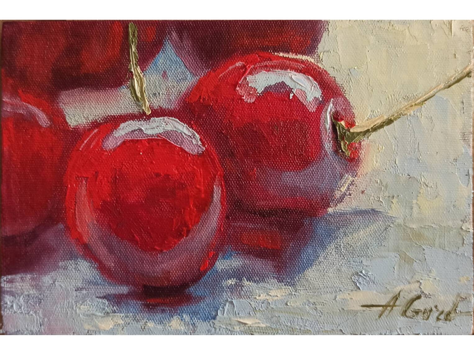 Cherries Still Life Cherry Oil Painting Cherries Painting Art Etsy UK