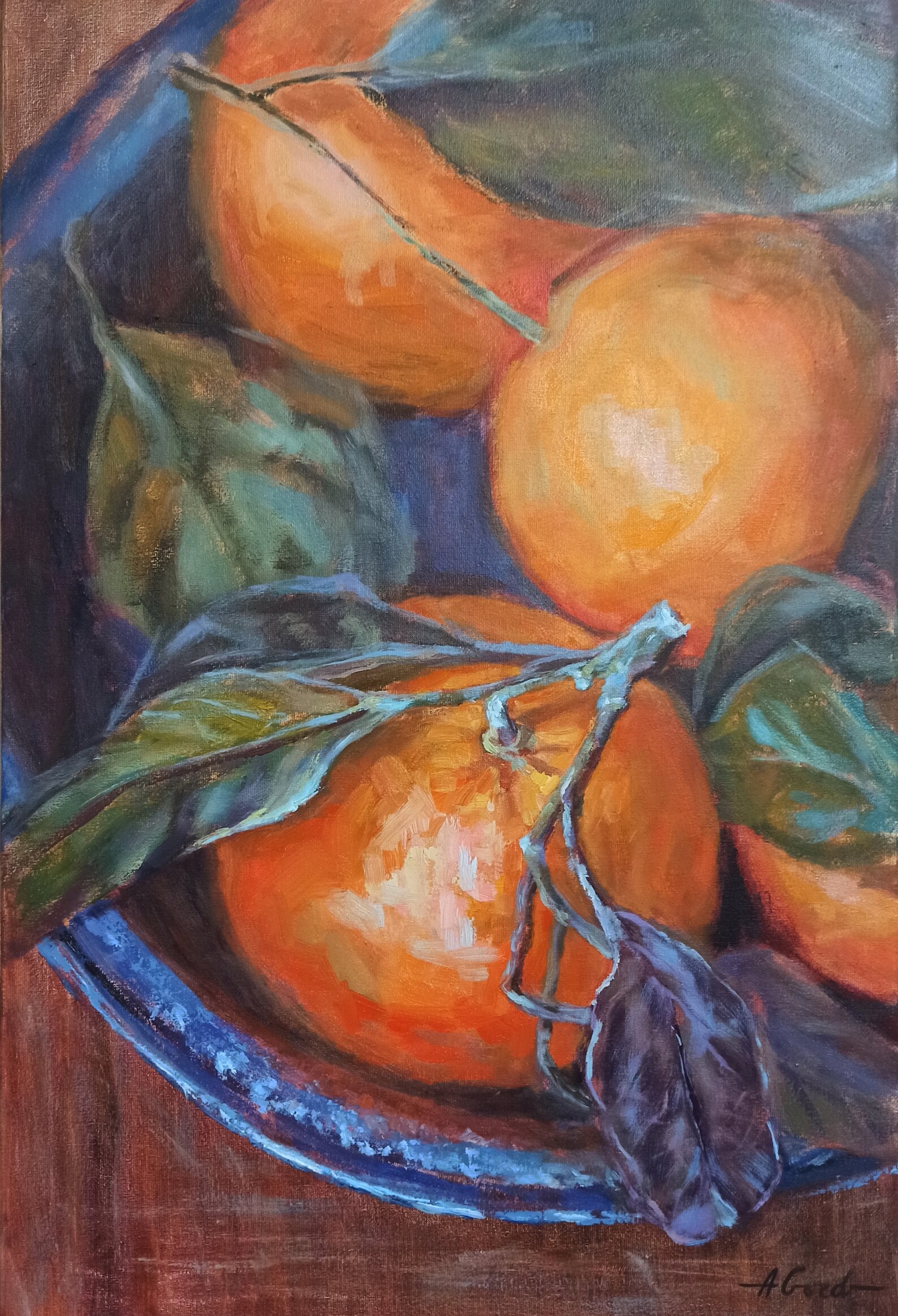 Tangerine Painting Fruit Original Art Citrus Original Small Etsy