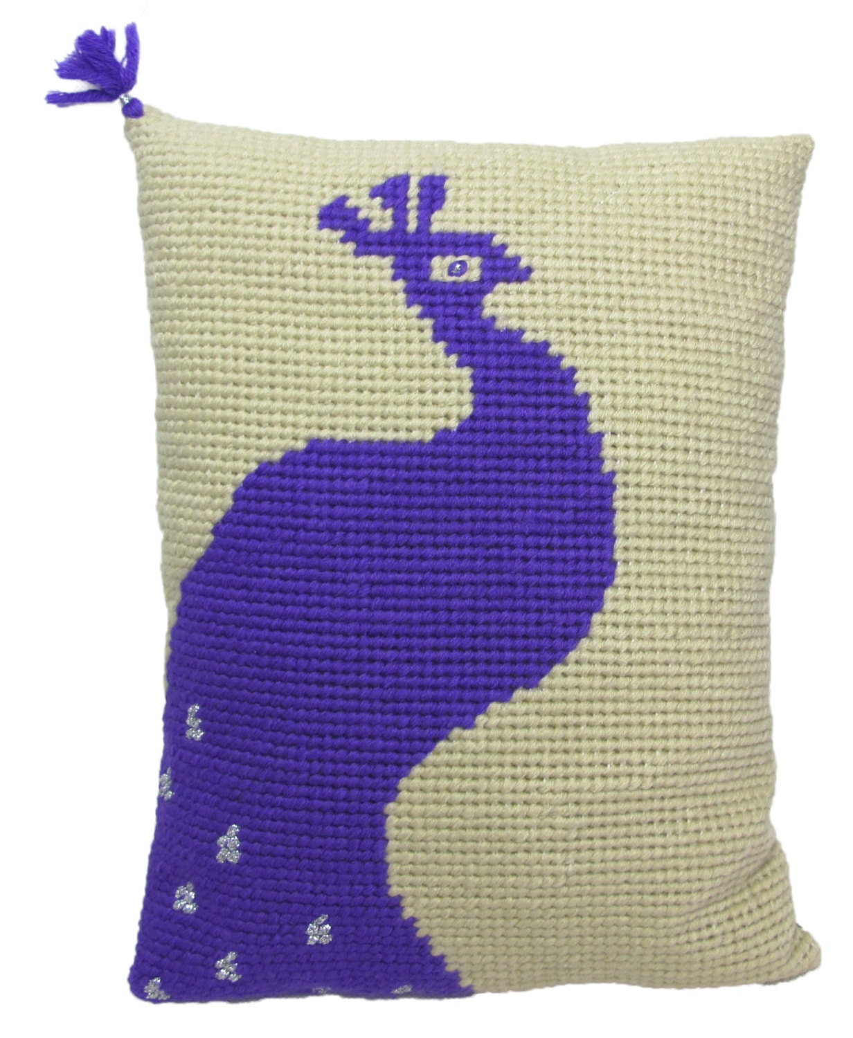 Coussin en Canevas Paon