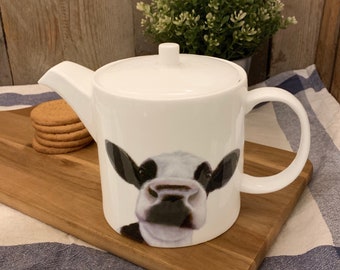 Friesian Moo Selfie Fine Bone China teapot, perfect for your country kitchen or gift for your Moo loving friends!