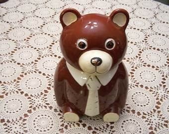 Brown Bear with Tie Cookie Jar