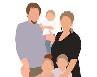 Digitally Hand Drawn Modern Portrait | Faceless Family Portrait | Custom Minimalist Portrait | Digital Print