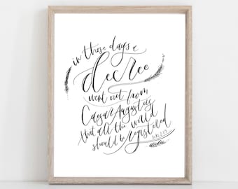 Digital Print The Christmas Story | Luke 1 | Bible Verse | Hand Lettered Scripture