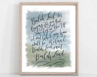 Digital Print Beulah Land | Hymn | Hymnal | Hand Lettered