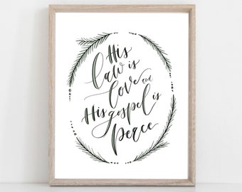 Digital Print His Law is Love and His gospel is peace | Oh Holy Night | Hymn | Christmas Carol Print