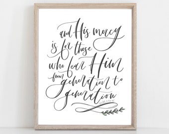 Digital Print Christmas | Digital Print | His mercy is for those who fear Him | Marys Song | Magnificat | Luke 1