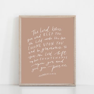 Hand Lettered Print Numbers 6:24-26 The Lord bless you and Keep you | HARD COPY | Free Shipping