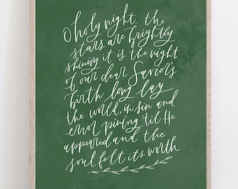 Digital Print Christmas Print | Oh Holy Night | Christmas Hymn | Hymn | Hand Lettered | Chalkboard |