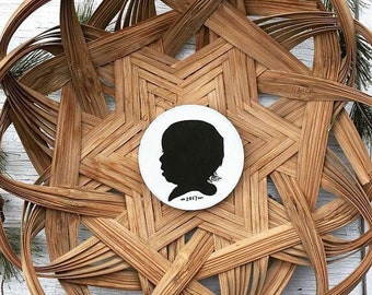 Hand Painted Silhouette Ornament, Custom Silhouette Portrait, Silhouette Portrait, Mother's Day, Gift Idea, Christmas