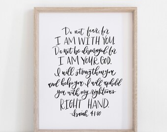 Digital Print Hand Lettered Bible Verse Isaiah 41:10 | Scripture | Christian Prints | Do Not Fear