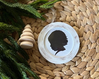 Hand Drawn Silhouette Ornament with Handpainted Frame | Silhouette Christmas Ornament | Limited Quantity | Custom Ornament | Free Shipping