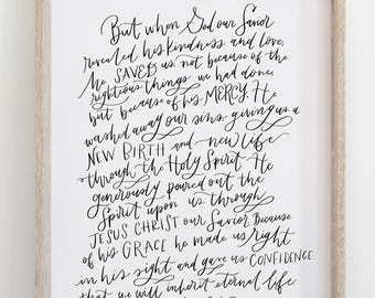 Hand Lettered Print Titus 3  | scripture | Poster or Print  | Free Shipping