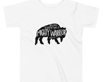 Buffalo Mighty Warrior Toddler Short Sleeve Tee | Toddler Tshirt | Christian Clothing | Judges 6:12