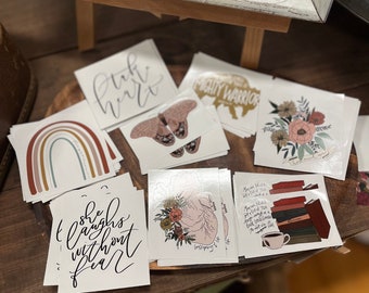 Hand Lettered Hand Drawn Kiss Cut Permanent Stickers | stickers of Faith | Christian Stickers | decals | take heart | floral