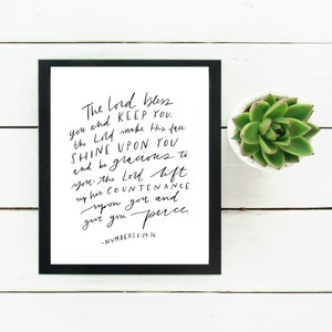 Digital Print Hand Lettered Blessing Numbers 6:24-26 | bible verse | Scripture | Digital Download | The Lord Bless and Keep You