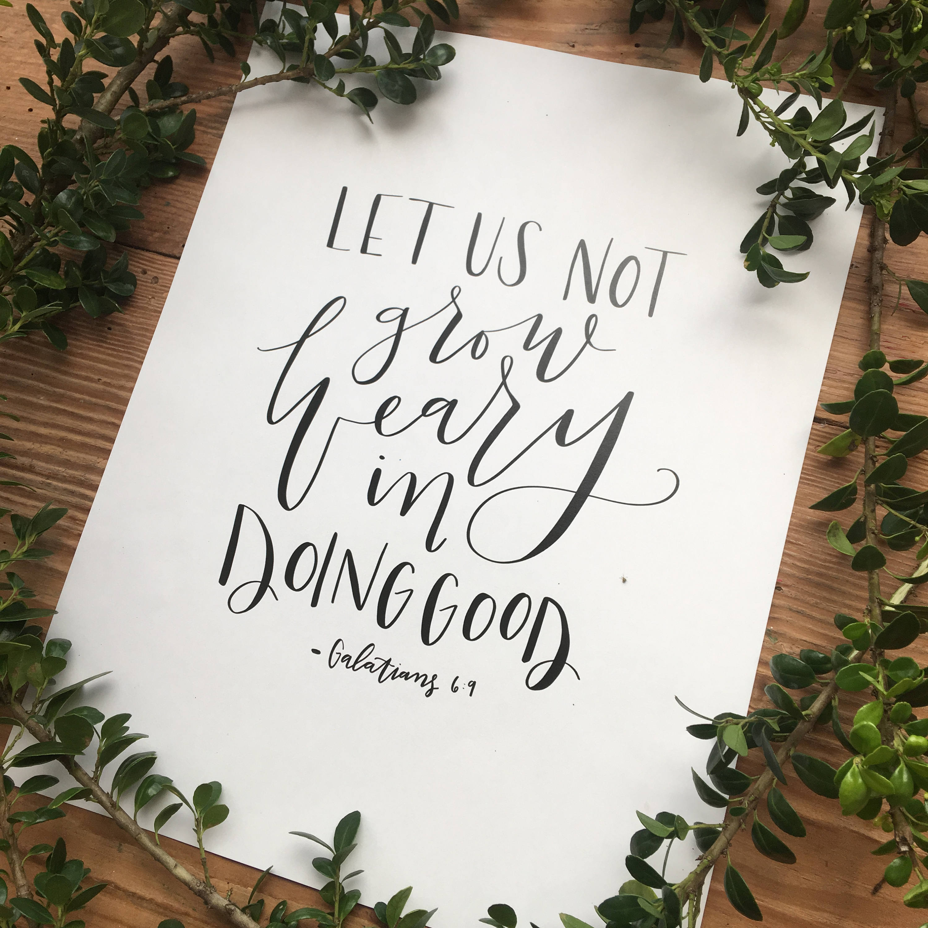 Digital Print Hand Lettered Bible Verse Scripture Let Us Not Grow Weary