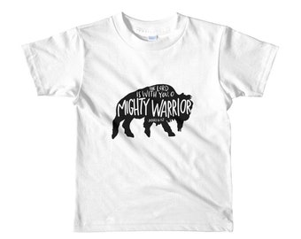 Buffalo Mighty Warrior Short sleeve kids t-shirt | Kids Tee | Christian Clothing | Judges 6:12