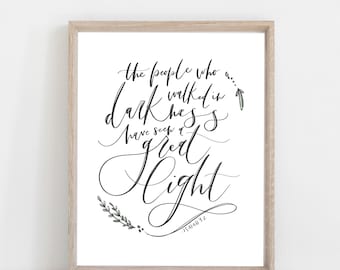 Digital Print Christmas Print | The Christmas Story | Isaiah 9 | The people who walked in darkness have seen a great light