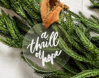 Round Acrylic Hand Painted  Hand Lettered Christmas Ornament | Babys First Christmas | Our First Christmas | Soli Deo Glori |Scripture Hymns