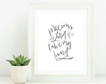 Hand Lettered Digital Print Precious Lord Take My Hand Hymn