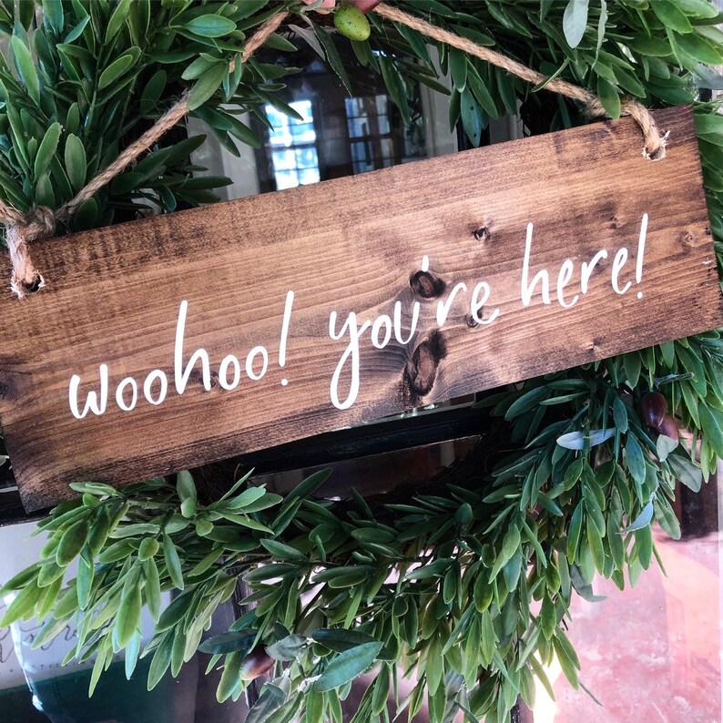 Hand Painted Wooden Door Hanger Wreath Sign Woohoo You Re Here