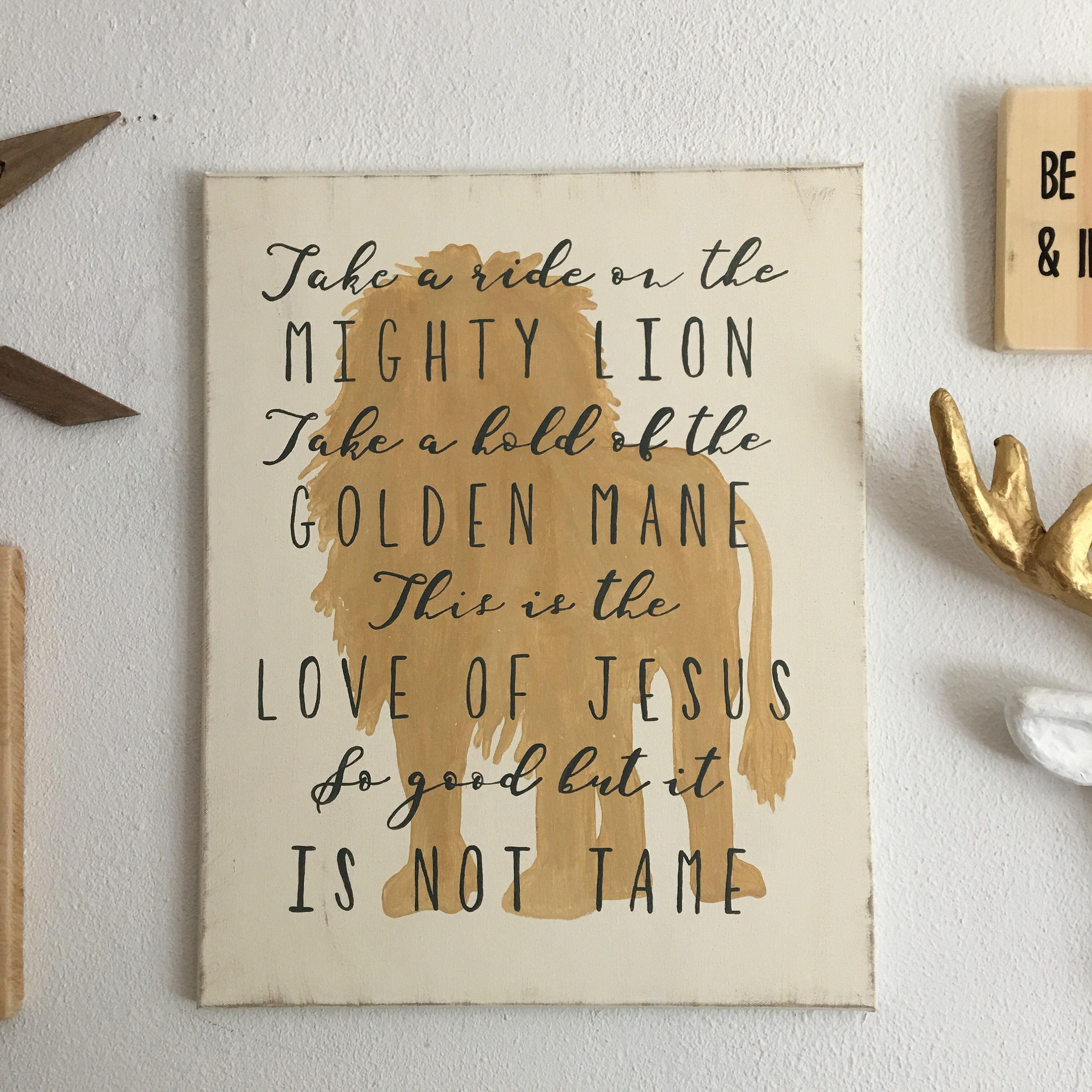 Hand Painted Canvas with Song Lyrics Andrew Peterson and Lion Etsy