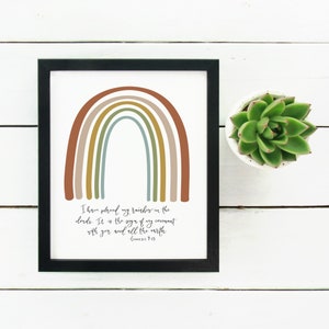 Digitalprint Hand beschriftet Bibel Vers habe ich meinen Regenbogen in den Wolken gelegt Genesis 9:13