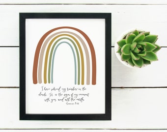 Digital Print Hand Lettered Bible Verse I have placed my rainbow in the clouds Genesis 9:13