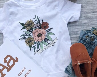 Toddler Girl Tee Floral How Much More | Vintage Feel Shirt | Christian Clothing | Wear Your Faith | Consider the Wildflowers | Luke 12