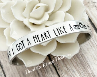 Heart like a truck, western cuff, country music, I got a heart like a truck, Valentine day gift, Gift for her, Birthday gift