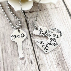 Uloveido His and Hers Love Heart Lock & Shield Key Pendant Necklace Set