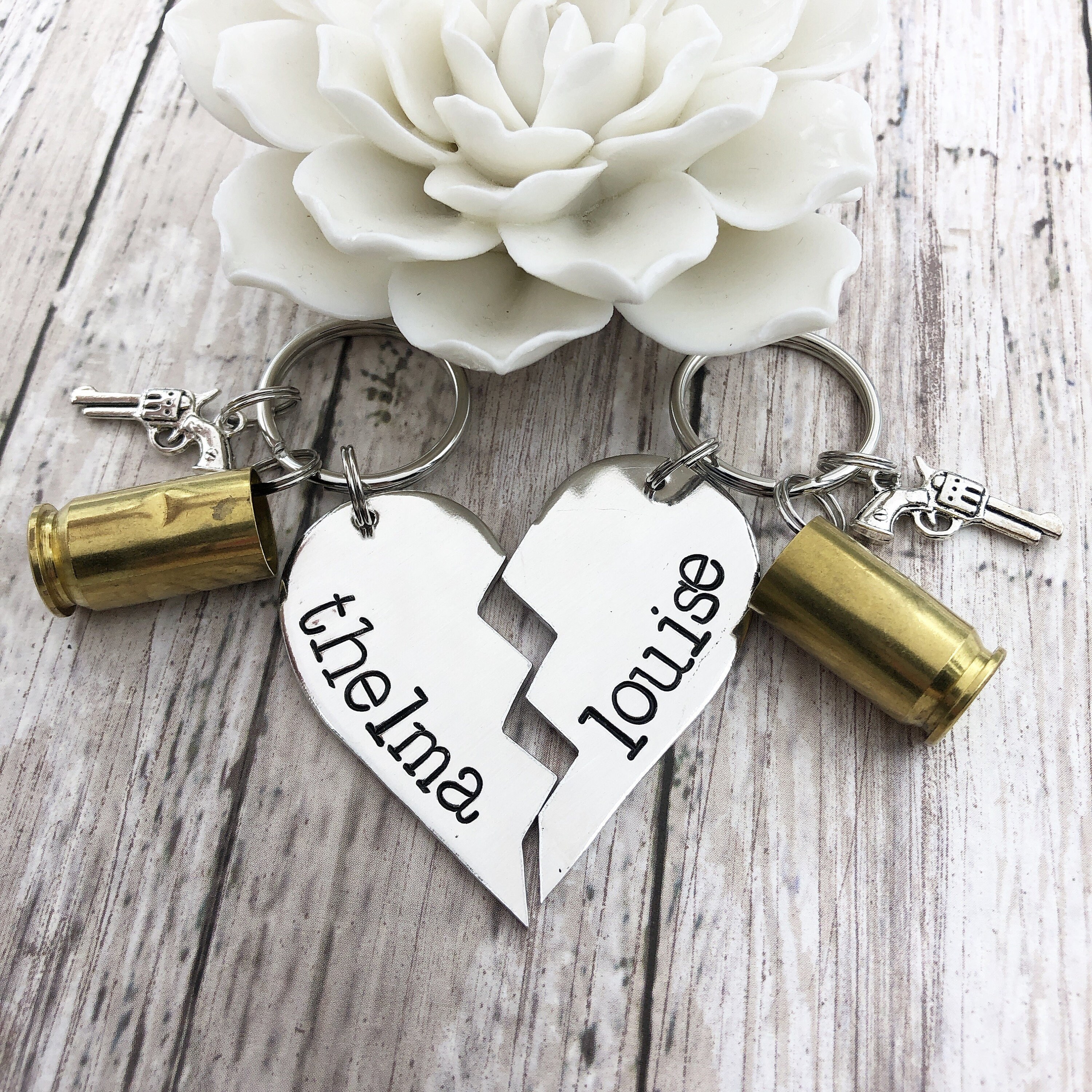 LParkin Friendship Gifts Cute Keychain Thelma Louise BFF Gift for Women Keyring Set of 2