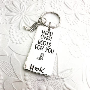 Head over boots for you, Keychain for him, Cowboy boots keychain, I love you, gift for him, Country Music, Western, Valentines Day gift image 3