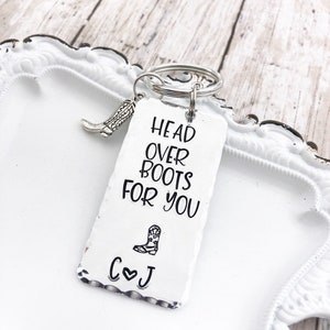 Head over boots for you, Keychain for him, Cowboy boots keychain, I love you, gift for him, Country Music, Western, Valentines Day gift image 2