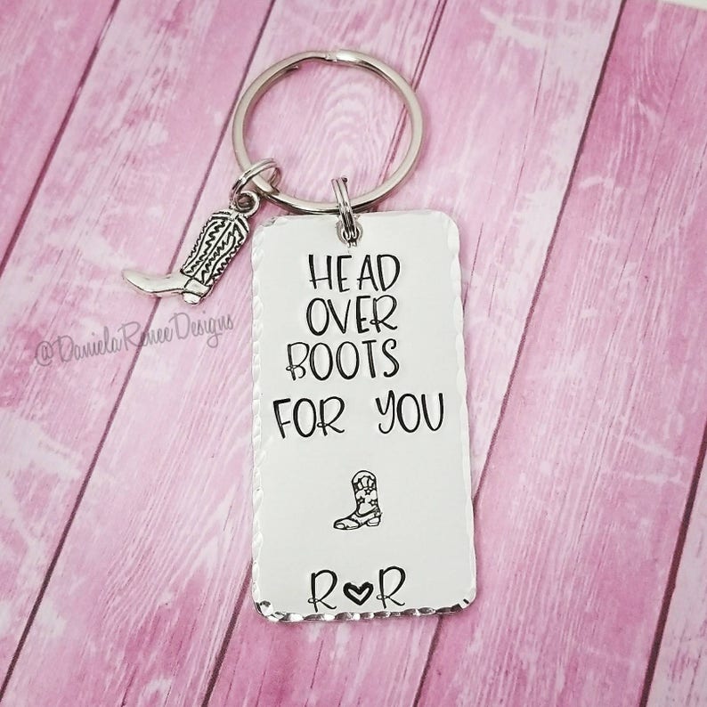 Head over boots for you, Keychain for him, Cowboy boots keychain, I love you, gift for him, Country Music, Western, Valentines Day gift image 4