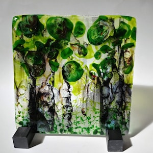 Fused Glass Enchanted Forest Landscape Art Trees